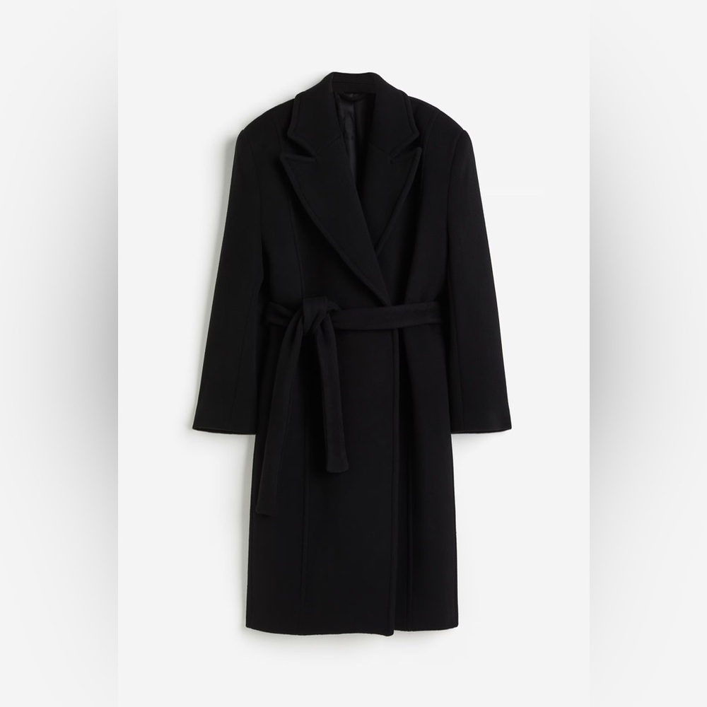 H&M Black Coat with Belt